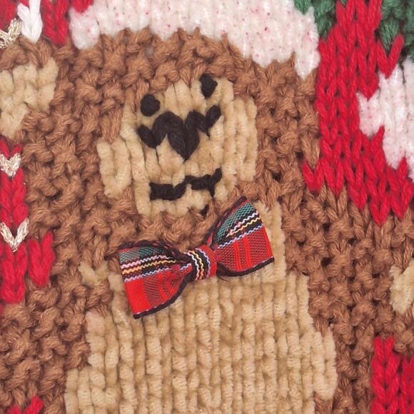 Heirloom Collectibles PL Vintage Christmas Sweater Cardigan Bears School Teacher - Picture 4 of 16